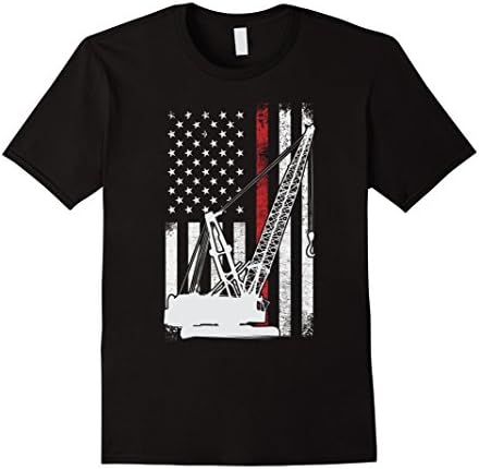 Mens Crane operators USA American Flag T-Shirt Large Black