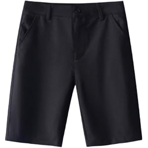 Boys Dress Shorts Kids School Uniform Suit Bottoms Back Elastic Waist Zip Up Button Formal Pants Summer Regular Fit