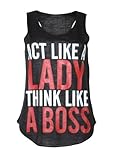 Womens Act Like a Lady Racerback Vest Top (Sty) (8/10 (uk 12/14), Black), Online Clothing Store