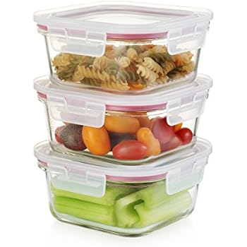 Amazon Com Komax Oven Safe Square Glass Food Storage Containers