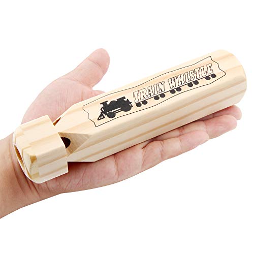 Sunshane 3 Pieces 7.48 Inch Wooden Train Whistles for Kids, Wood Whistle 4 Tones Train Whistle for Party Favors Party Noisemakers
