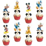 Gyufise 25 decorazioni per cupcake a tema tropicale con Aloha, palma, tartaruga, foglie, fenicottero, ananas, per feste di compleanno a tema hawaiano estivo