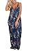 PRETTYGARDEN Women's Spaghetti Strap Floral Print Deep V Neck Boho Maxi Long Flowy Dress with Pocket (Blue, Medium)