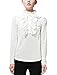 Allegra K Women Ruffle Neck Blouse Half Placket Stand Collar Puff Sleeve Shirts, X-Small / US 2, White