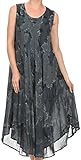 Sakkas 16801 - Laeila Tie Dye Washed Tall Long Sleeveless Tank Top Caftan Dress/Cover Up - Ink Blue - OS