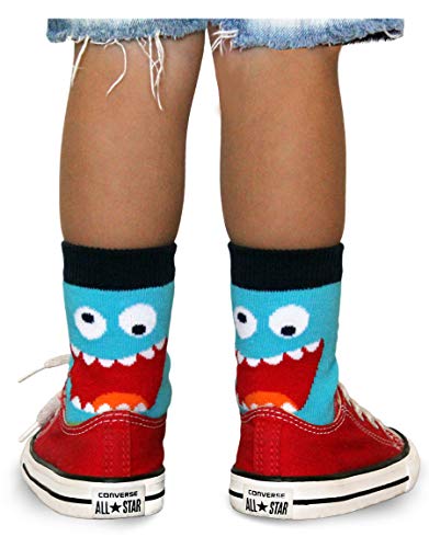 Jefferies Socks Boys Monster Stripe Pattern Novelty Crew Socks 9 Pair Pack (M - USA Shoe 12-6 - 5-10 Years, Multi)