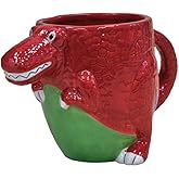 Deluxebase Crockery Critters - T-Rex Mug from Hand-Painted Animal Shaped Drinking Cup. Novelty Tea and Coffee Gift for Kids and Adults and Cute Kitchen Accessories.