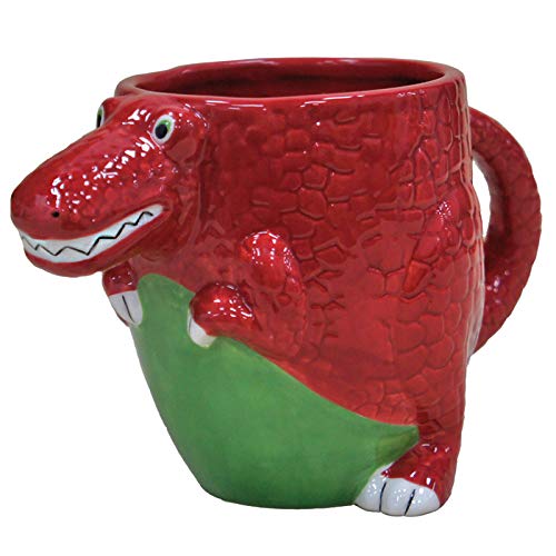 Deluxebase Crockery Critters T-Rex Dinosaur Mug from Hand-Painted Animal Shaped Cup for Tea or Coffee. Fun Novelty Gift for Adults or Kids, Ceramic Homeware & Cute Kitchen Accessories.