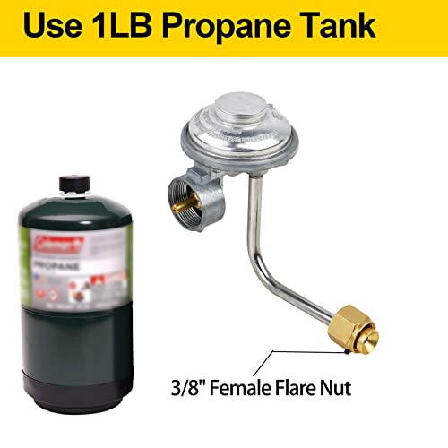 Camping Stove Regulator with 3/8" Female Flare Nut, 1lb to 20lb Propane