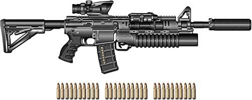 Lynn Graphics Magnet Colt M4A1 SOPMOD Carbine with 5.56 NATO Rounds on Red Velvet Vinyl Magnet Magnetic Sheet 5"