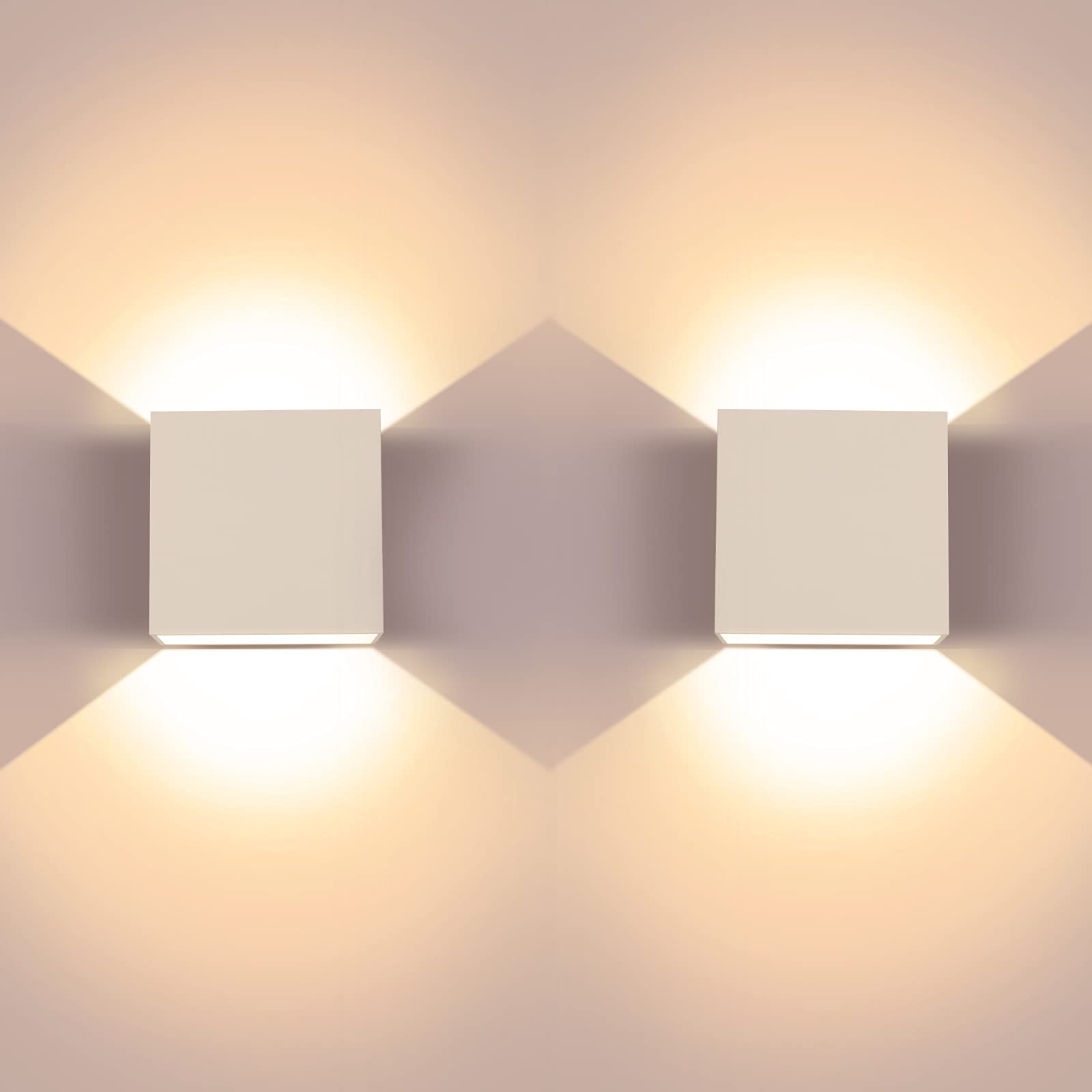 UPFORU 2 Pcs Modern Wash Lights, Aluminum Up and Down Indoor Lamp, 6W 3000K LED Wall Sconce, Suitable for Living Room, Bedroom and Hallway, Warm White, 3.9"×3.8"×2"