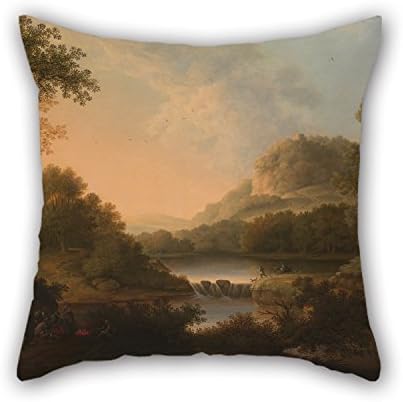 PILLO Pillow Covers Of Oil Painting James Lambert Of Lewes - Figures With A Donkey And Dog Crossing A Weir,for Gf,sofa,birthday,play Room,kids Girls,monther 18 X 18 Inches / 45 By 45 Cm(twice Sides