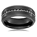 8MM Men's Titanium Ring Wedding Band | Black Plated Eternity Ring | Channel Set Black Round CZ