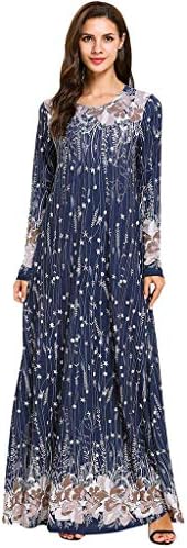 Women Long Sleeve Casual Maxi Dress Muslim Dress for Women Islamic Arabian Woman Clothing Kaftan Abaya Long Dress
