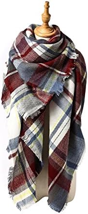Absolutely Perfect Women's Stylish Soft Warm Cashmere Scarf Gorgeous Plaid Tartan Wrap Shawl Blanket Fuchsia
