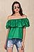 Simplee Apparel Womens Off the Shoulder Ruffle Cotton Crop Top Tube Blouse, Green, One Size