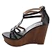 Refresh IE24 Women's T-strap Back Zipper Platform Wedge Sandal