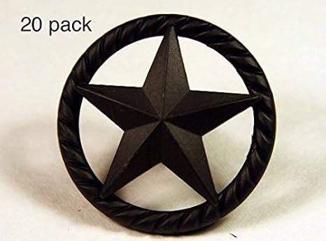 Raised Star Knob Black Western Cabinet Hardware Drawer Pulls Texas