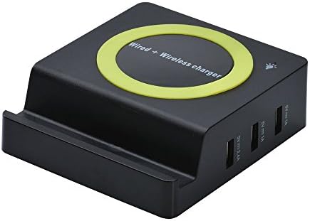 3 Port USB Wireless Charging Station, Qi Charger Pad Dock For Apple iPhone 6 6S Plus iPad Air Samsung Galaxy S7 Edge Plus Google 6P Huawei P9 All Qi-Enabled Devices (3 USB Wireless Black)