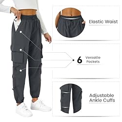 COPYLEAF Womens Parachute Cargo Pants with Pockets