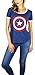 Marvel Womens Captain America Burnout Ringer Tee (Small, Navy)