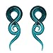 BodyJ4You 2PC Glass Ear Tapers Plugs 12mm Teal Teardrop Spiral Gauges Piercing Jewelry Set