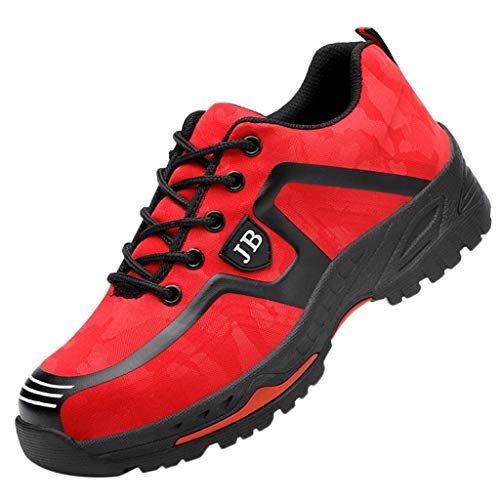 DondPO Steel Toe Indestructible Work Shoes Lightweight Mesh Safety Industrial Construction Shoes for Men Women Red - Thumbnail 4