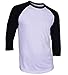 Dream USA Men's Casual 3/4 Sleeve Baseball Tshirt Raglan Jersey Shirt White/Black Medium 