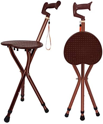 XFF Wymname Folding Cane Seat,Cane Stool Old People Walking Stick Three Feet Help-Step Device Hiking Chair-A/A