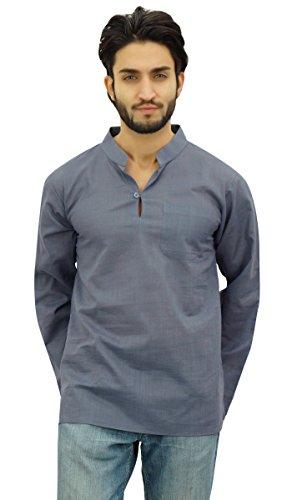 Atasi Men's Band Collar Short Kurta Cotton Casual Shirt