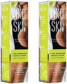 NKD SKN Self Tan 1 Day Bronzing Tinted Lotion, Matte Medium, 3.38 Oz (Pack of 2) + FREE Schick Slim Twin ST for Sensitive Skin
