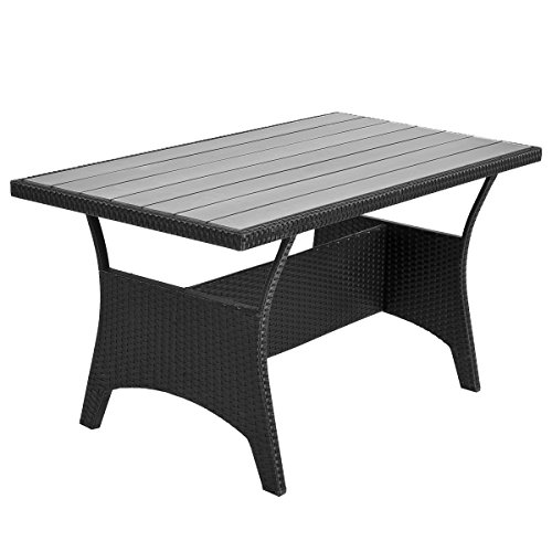 Casaria® Polyrattan Ecklounge Set WPC Esstisch Ecksofa inkl. 7cm Sitzauflagen 15cm Kissen Wetterfest Outdoor Lounge Garten Terrasse Balkon Möbel Schwarz – Bild 8