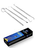 Dental Kit Mirror Hygiene Kit Toothpick Tartar Scraper Tools Plaque Remover, Professional Surgical Grade elco stainless steel cleaner, Braces Dog Orthodontic oral hygiene 4 Tool Kit by Diamond Driven