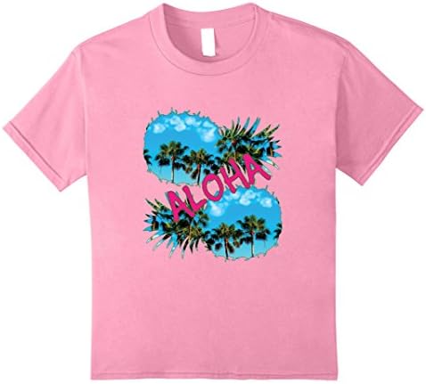 Kids Aloha Shirt Pineapple Palm Trees Hawaiian Beach Vacation 12 Pink