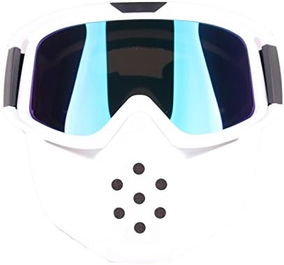 GYMTOP Motorcycle Masks with Detachable Goggles, Half Face Road Riding UV Protective Motorbike Glasses for Men Women (Alien Mask-E)