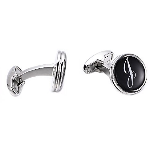 MERIT OCEAN Mens Letter Initial Cufflinks Alphabet Rhodium Plated Cuff Links Wedding Business A-Z