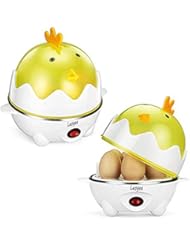 Leoyee Egg Cooker Electric Egg Poacher Egg Steamer Boiled Poached Rapid Egg Cooker with Automatic Shut Off, Soft, Medium, Hard-Boiled Egg Cooker - 7 Eggs Capacity with Water Measuring Cup (YellowWhite)