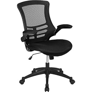 Flash Furniture Mid-Back Black Mesh Swivel Ergonomic Task Office Chair with Flip-Up Arms