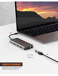 USB C Hub, Type C Hub, TOTU 11-in-1 Adapter with Ethernet, 4K USB C to HDMI, VGA, 2 USB3.0 2 USB2.0, Micro SD TF Card Reader, Mic Audio, USB-C Pd 3.0, Compatible for Mac Pro and Other Type C Laptops