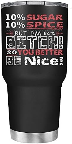 Super Spice and Bitch on Black Matte 30 oz Stainless Steel Tumbler with Lid - Insulated Cup - Travel Mug - Country Girl