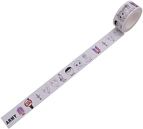 Chour&Euhk Kpop BTS Black Pink EXO GOT7 Twice Wanna ONE Official New Style and Paper Tape Self-Adhesive Sealing Sticker Office School Supplies Hot Gift for Fans(BTS)