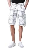 Match Men's Retro Camo Plaid Summer Polo Cargo Shorts #S3620