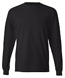 Hanes Men's Long-Sleeve Crewneck Beefy T-Shirt, Black, XX-Large