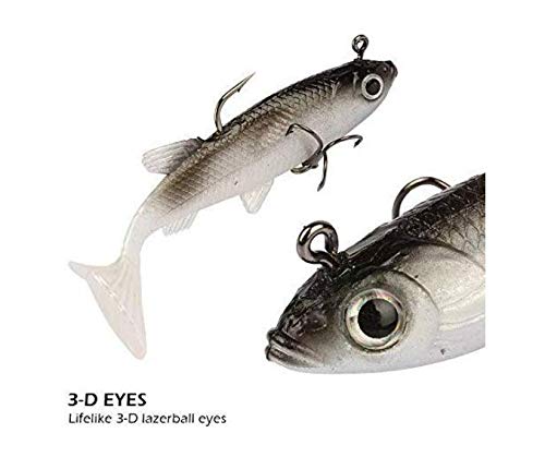 Wymaodan Ensemble De Leurres De Pêche, 5 Pièces 8 Cm Appât Souple Tête De Plomb Leurres De Poisson De Mer Matériel De Pêche Pointu Triple Crochet Appât Artificiel Queue En T