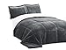 Chezmoi Collection 3-Piece Micromink Sherpa Reversible Down Alternative Comforter Set (King, Gray)