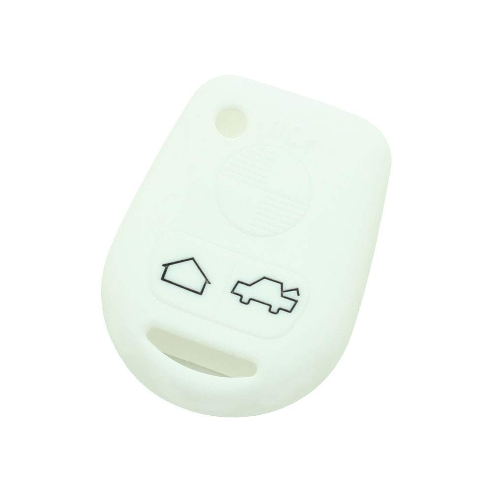 BROVACS Silicone Cover Protector Case Holder Skin Jacket Compatible with BMW E31 E32 E34 E38 E39 E46 Z3 3 Button Remote Key Fob CV9904 White