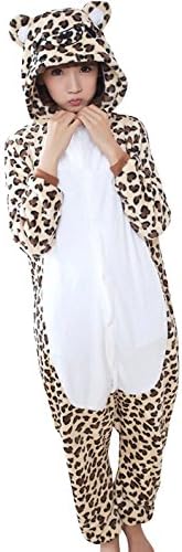 Adult Halloween Cosplay Leopard Bear Animal Pajamas Animal Onesie sleepwear (L (66.5"-70"))