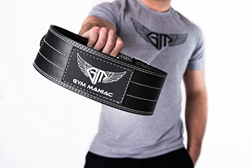 Gym Maniac Leather Gym Weight Lifting Belt With Wrist Straps | Compact, Adjustable, Comfy Fitness Belt | Improve Back Support & Stability | For Powerlifting, CrossFit, Squats (Black-White, XXXL) - Thumbnail 3