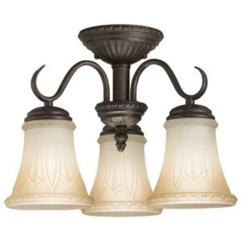 Portfolio 14 In Carre Bronze Tea Stained Glass Semi Flush Mount