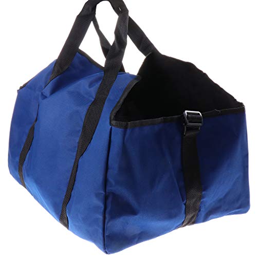 Prettyia Foldable Camping Storage Bag Firewood Rack Firewood Carrier with Adjustable Strap and Handles Outdoor Helper - Blue